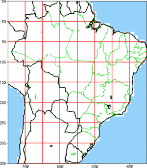 map of South America with grid regions