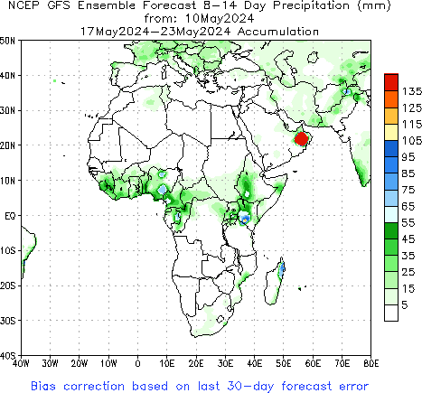 Africa Week 2 Accum Precipitation (mm) Forecast