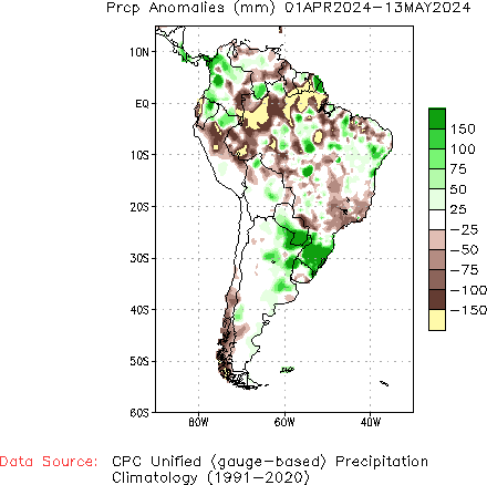 April to current Precipitation Anomaly (millimeters)