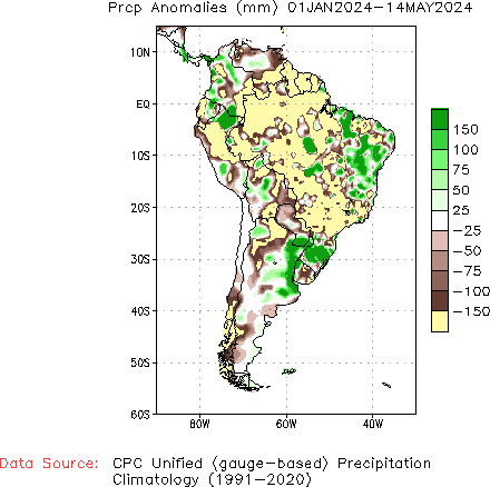 January to current Precipitation Anomaly (millimeters)