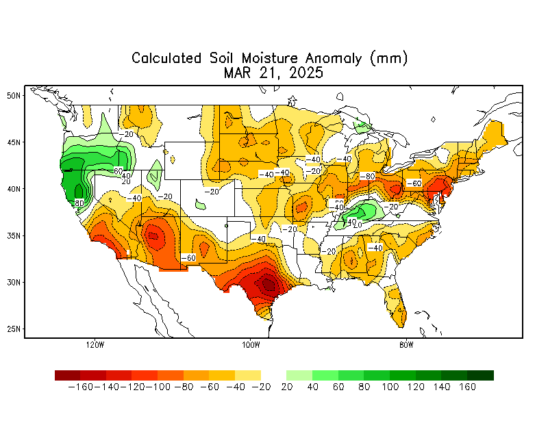 CPC daily soil moisture anomaly