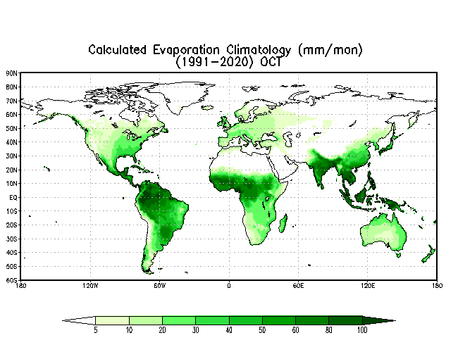OCTOBER Soil Moisture Climatology (mm)