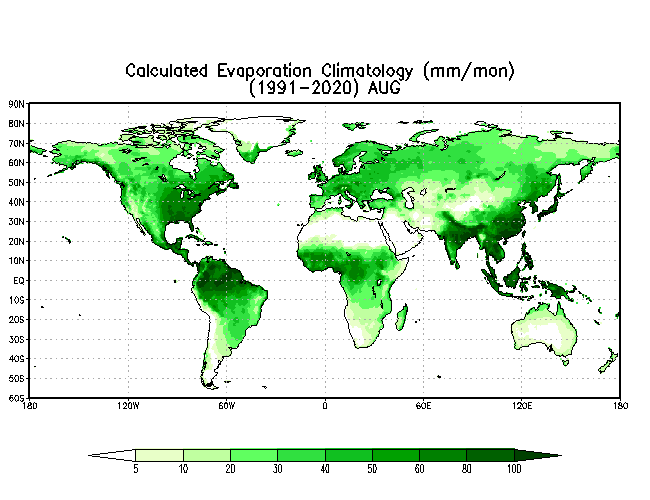 AUGUST Soil Moisture Climatology (mm)