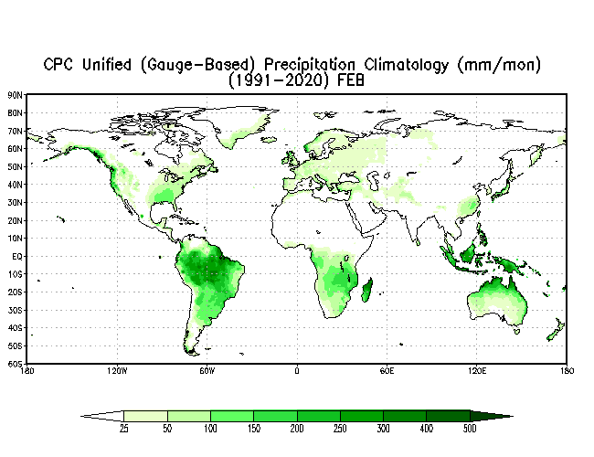 FEBRUARY Soil Moisture Climatology (mm)