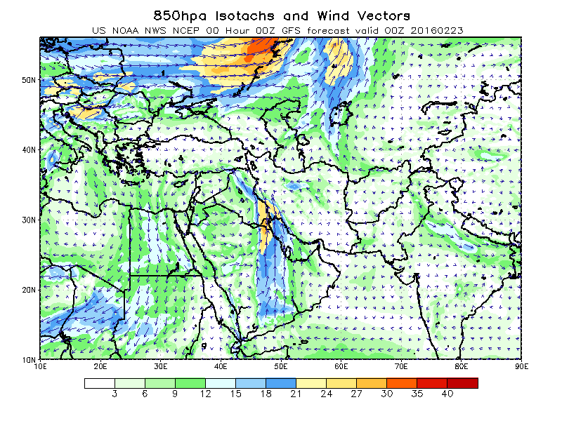 850hpa Winds