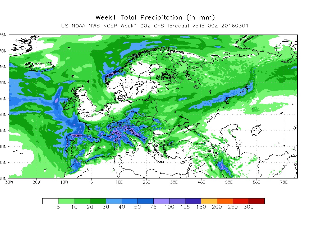 Pronóstico de la NOAA: Lluvias en 1 semana