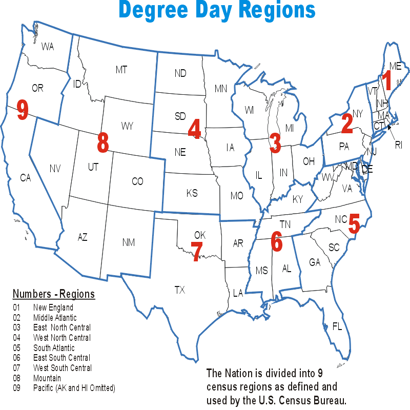 Degree day regions