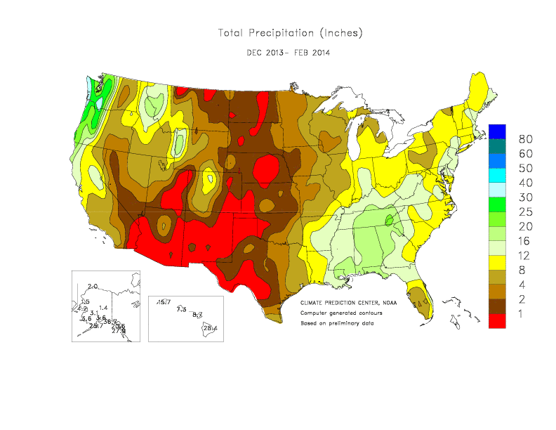 USA Precipitation - Total Precipitation - 3 Months