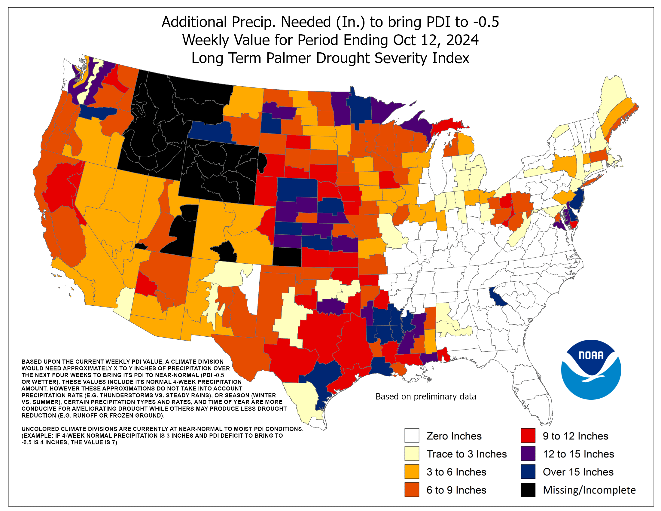 Precip Needed to End Drought