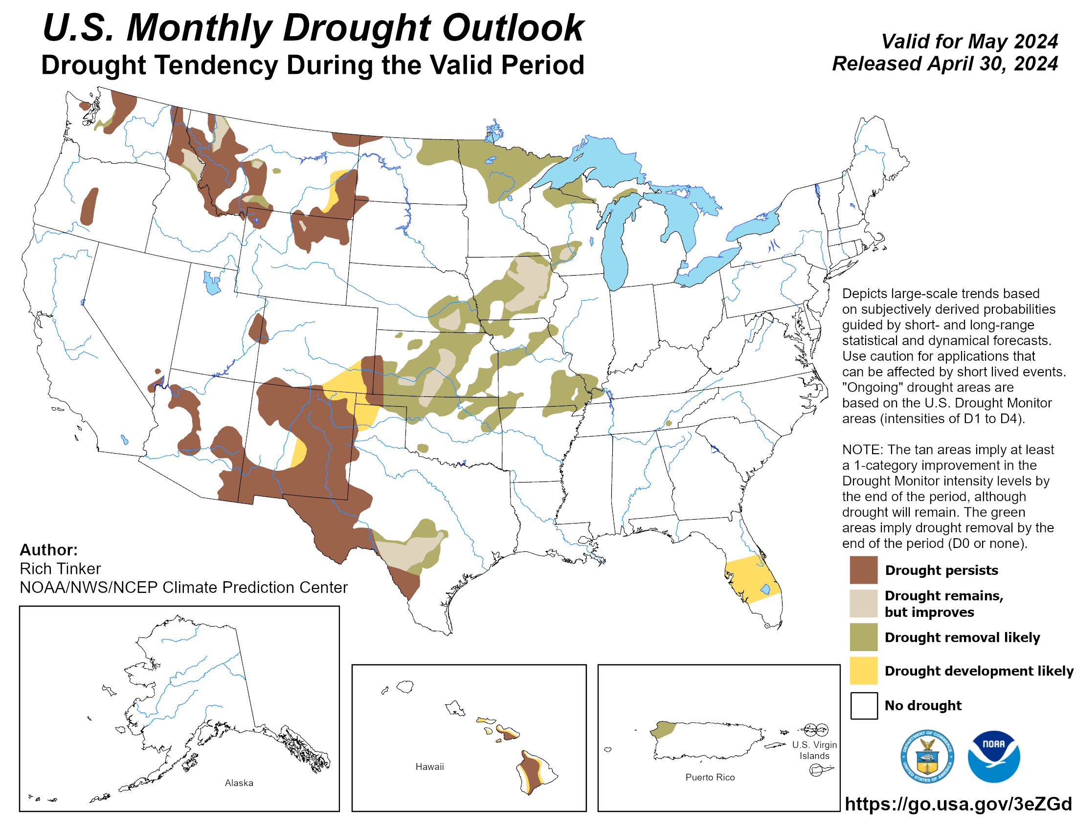 U.S. Monthly Drought Outlook - Click to Enlarge