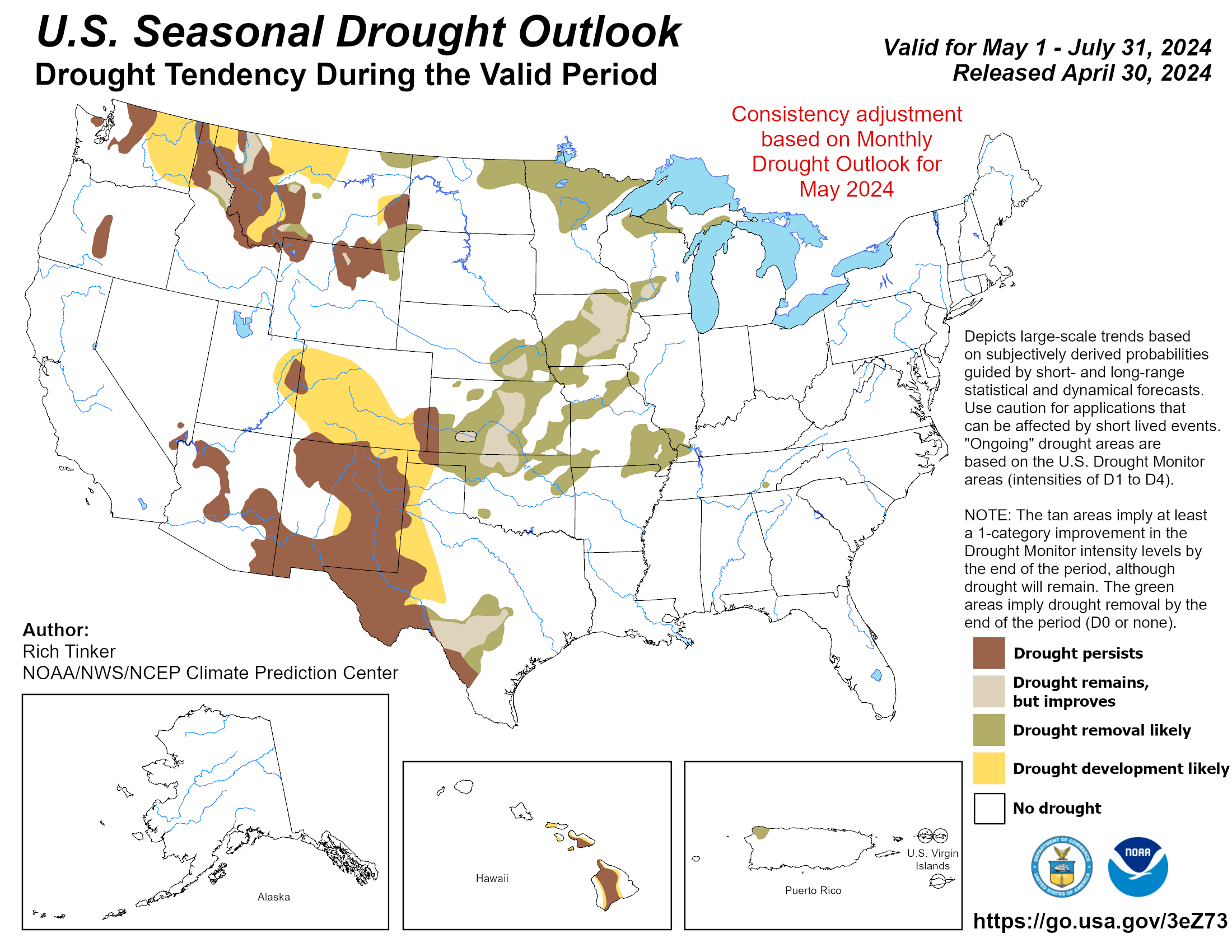 Seasonal Drought Outlook - Click to Enlarge
