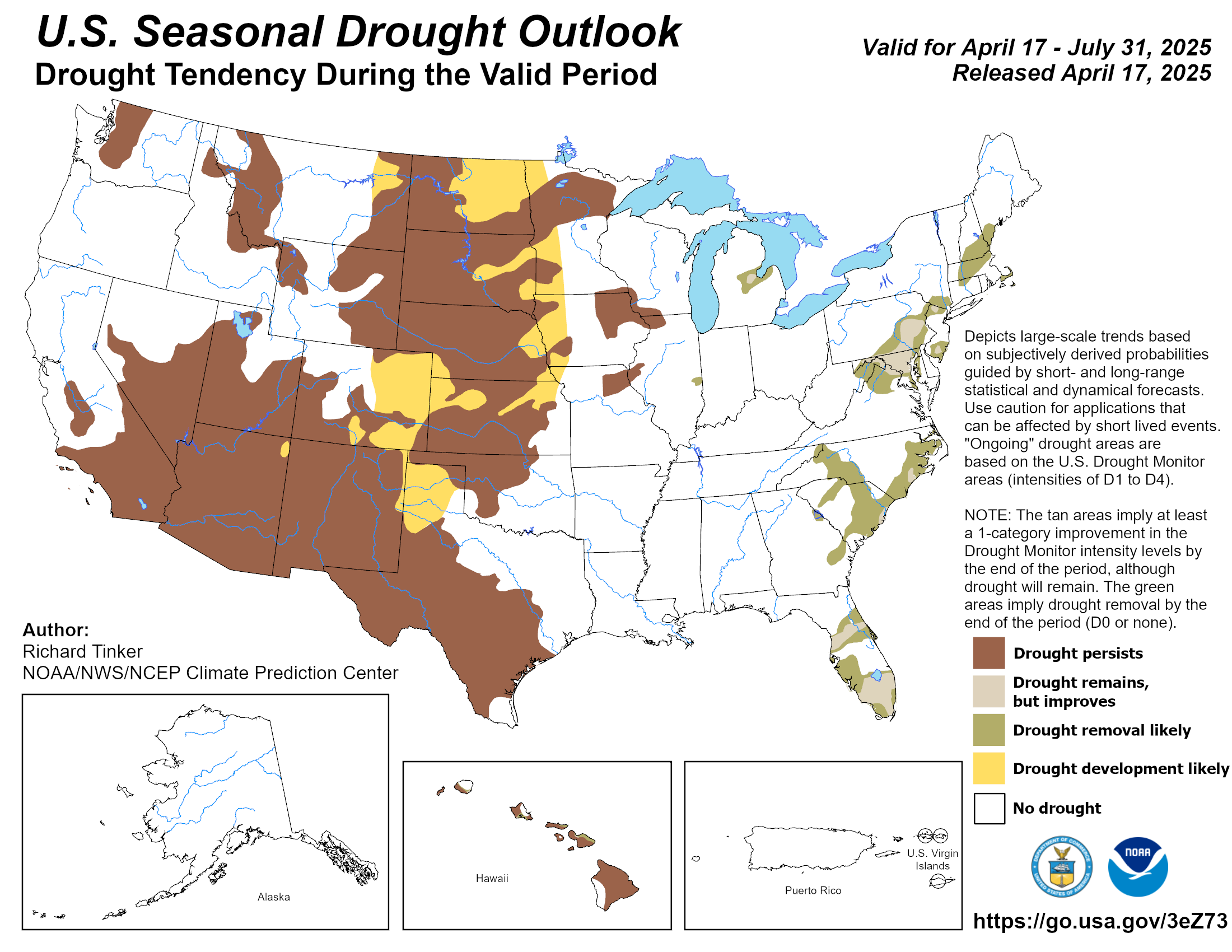 Current seasonal drought assessment, NOAA (click to enlarge)