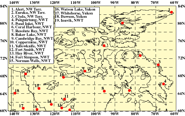 Map of northen Canada