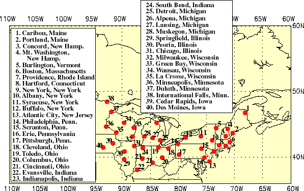 Map of northeastern United States