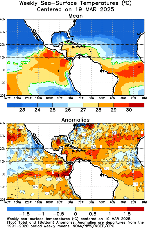 Atlantic map of current temperatures & anomalies temporarily unavailable