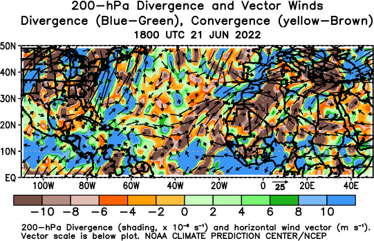 Atlantic Observed 200 hPa Divergence