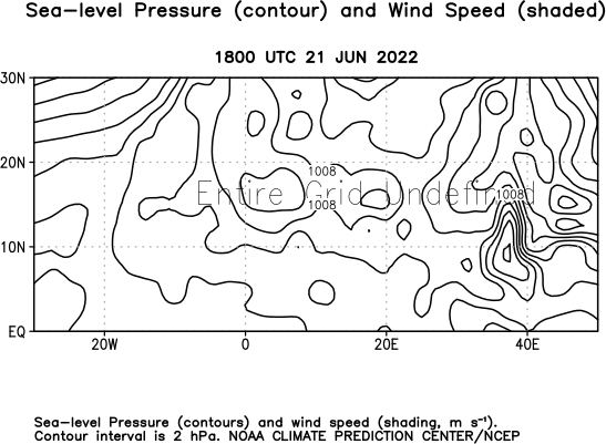 Africa Observed 1000 hPa Heights and Wind Speed