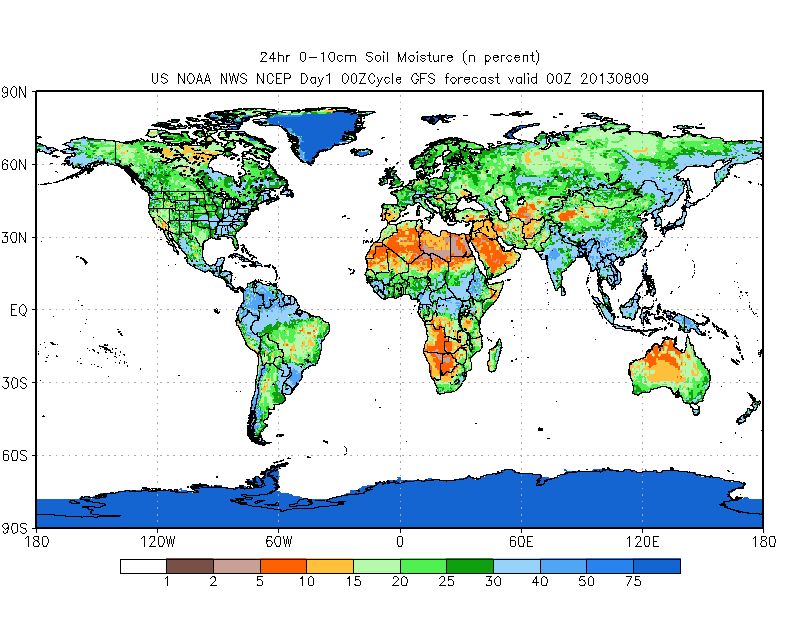 GFS 24 hour 0-10cm Soil Moisture forecast GFS 24 hour 0-10cm Soil Moisture forecast