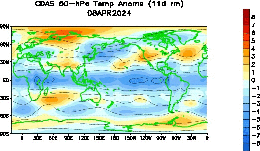 Northern Hemisphere 50 hecto Pascals Temperature Anomalies Animation