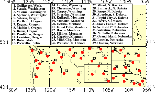 Map of northwestern United States