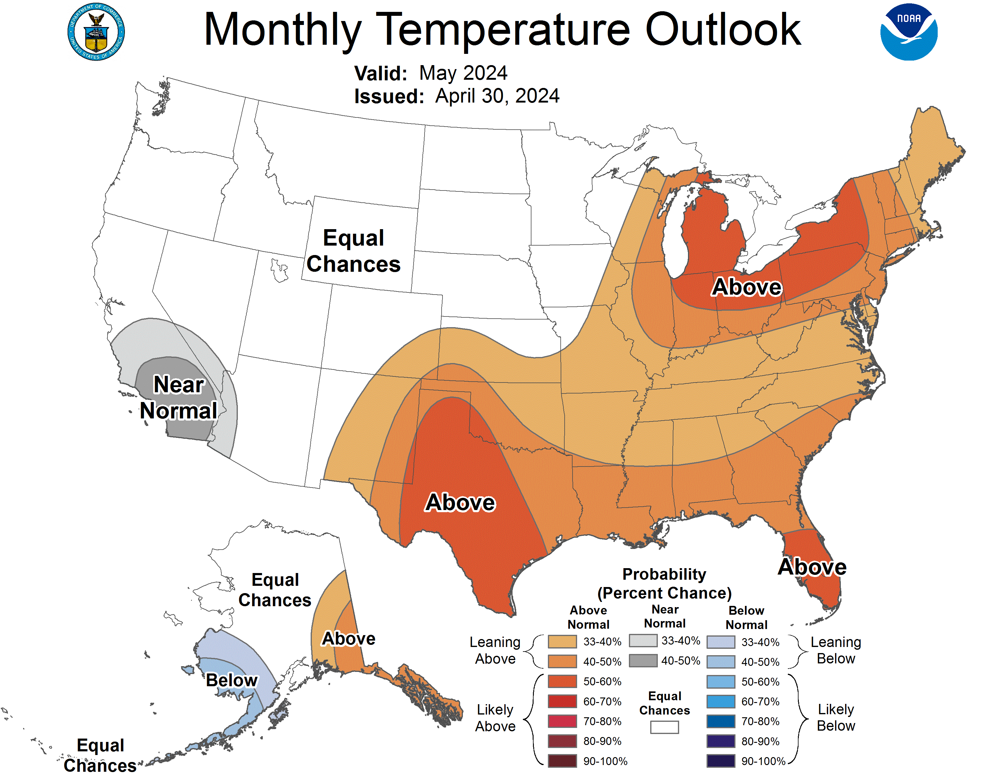 temperature outlook for a month