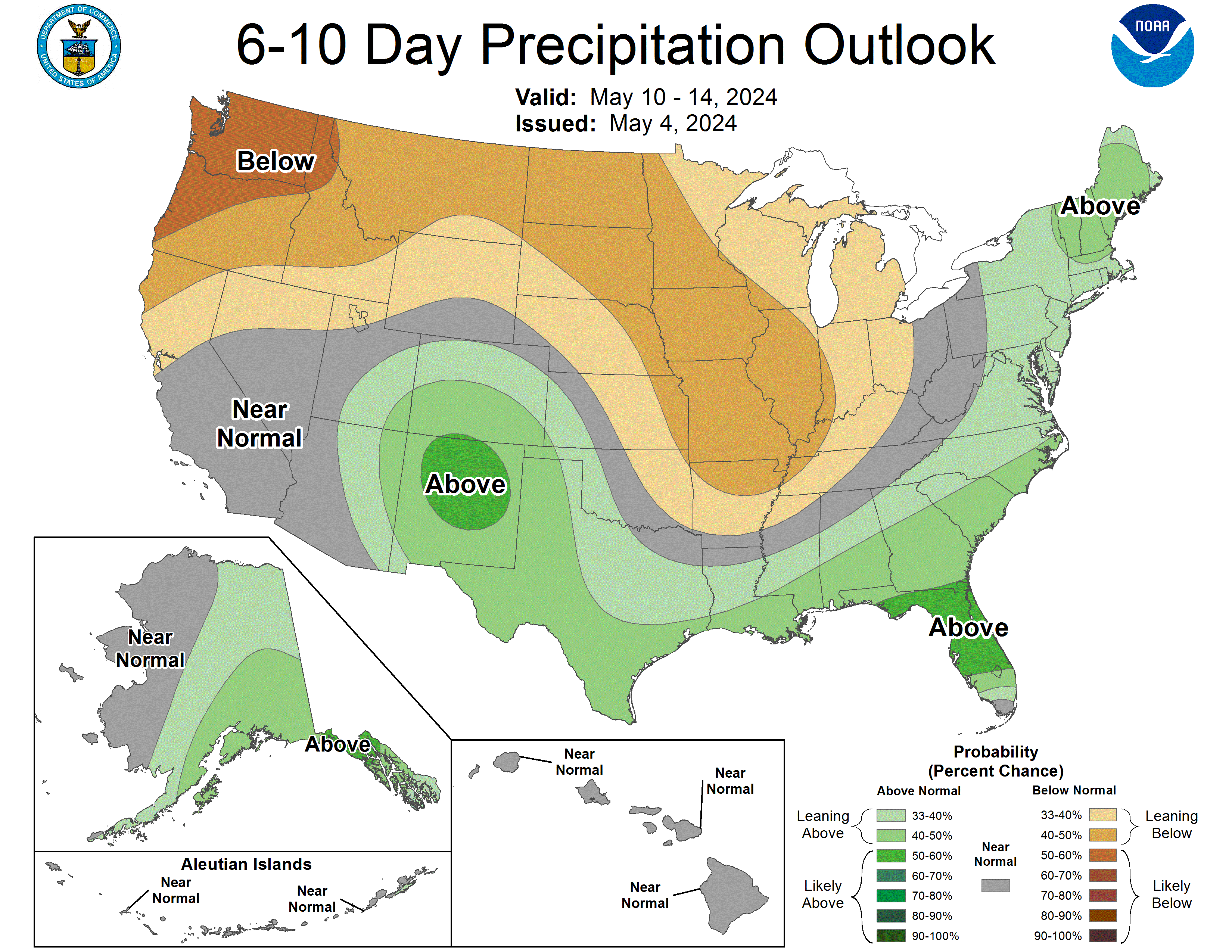 6-10 day precipitation outlook for the US. Image: NOAA Today