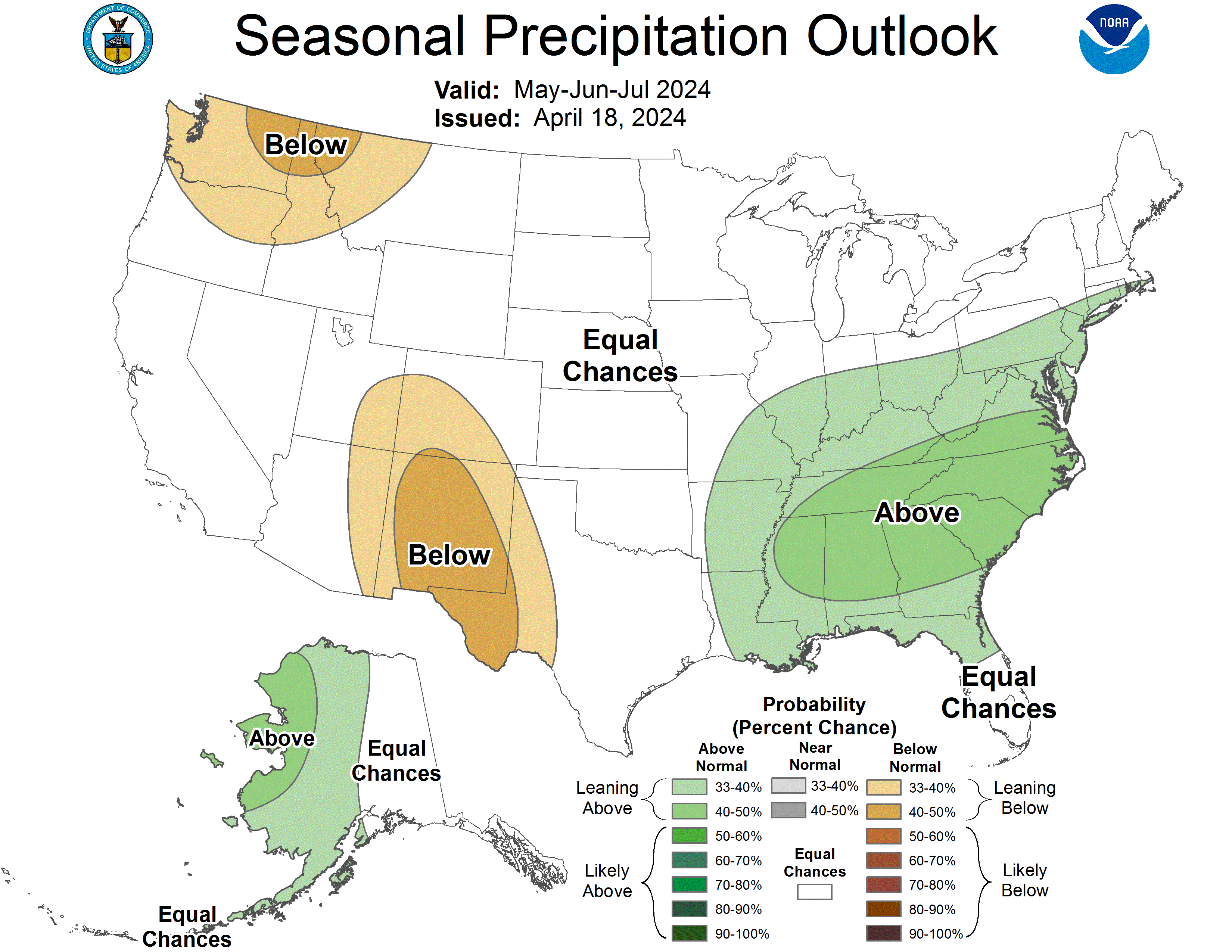 Current three month precipitation probability outlook from Climate Prediction Center
