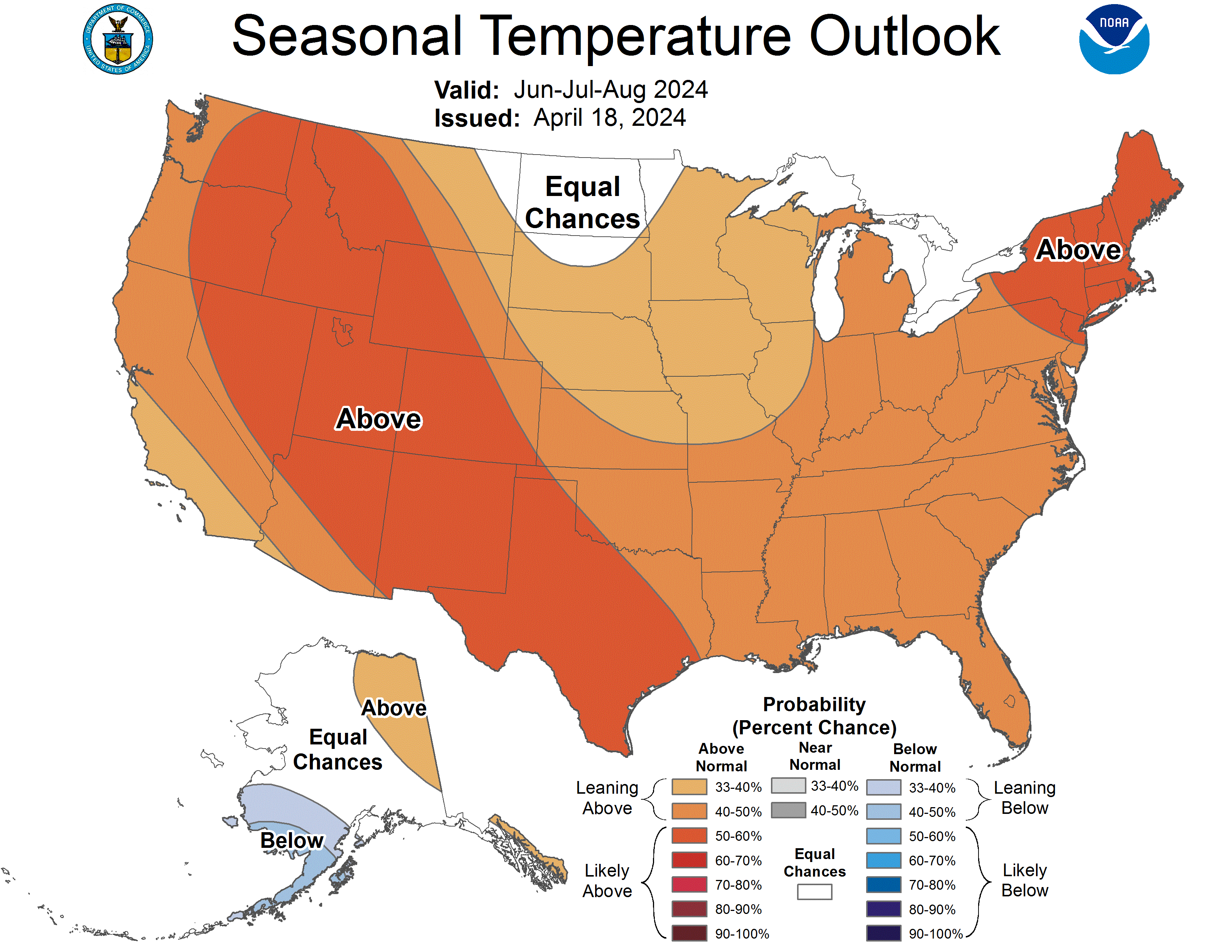 united states 3 month temperature forecast