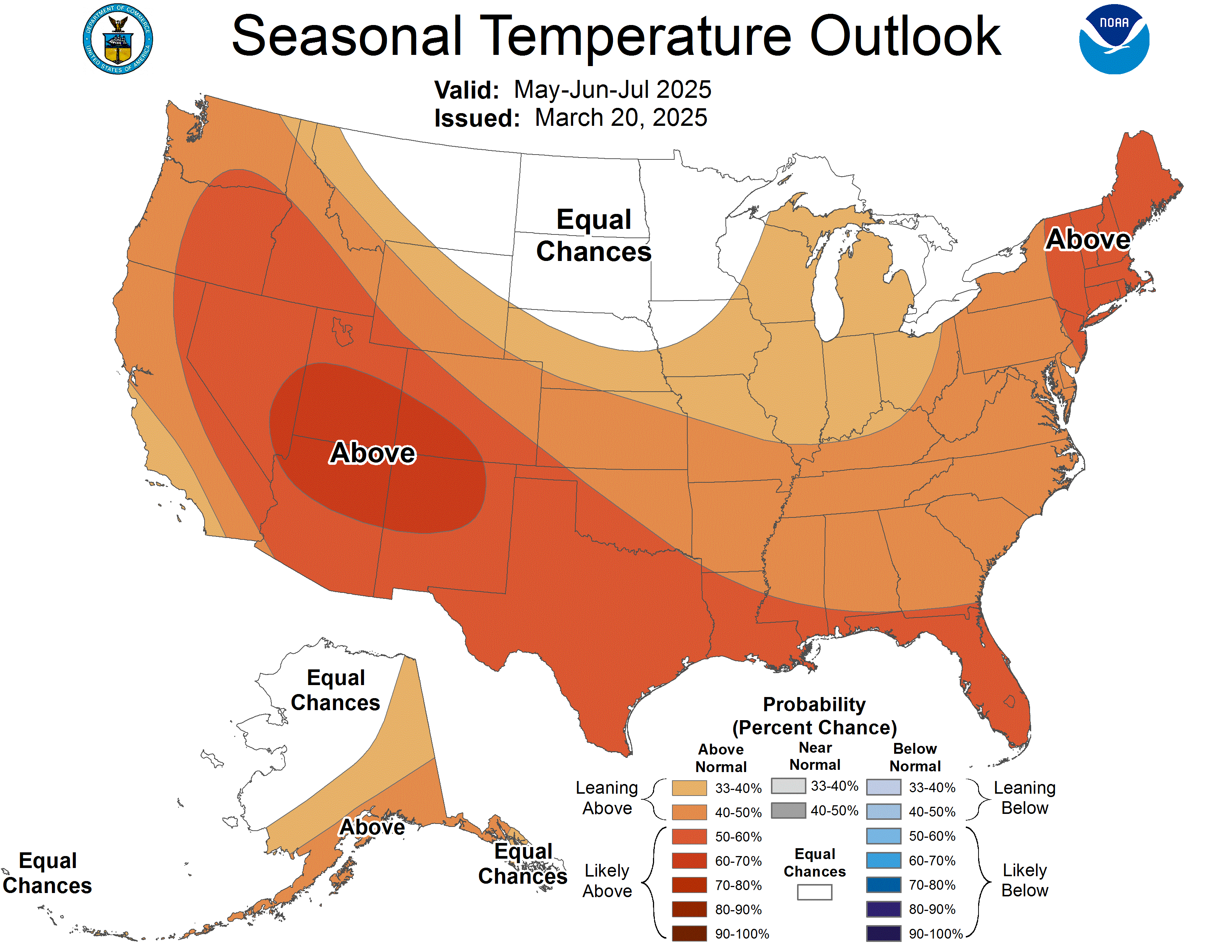 united states 3 month temperature forecast