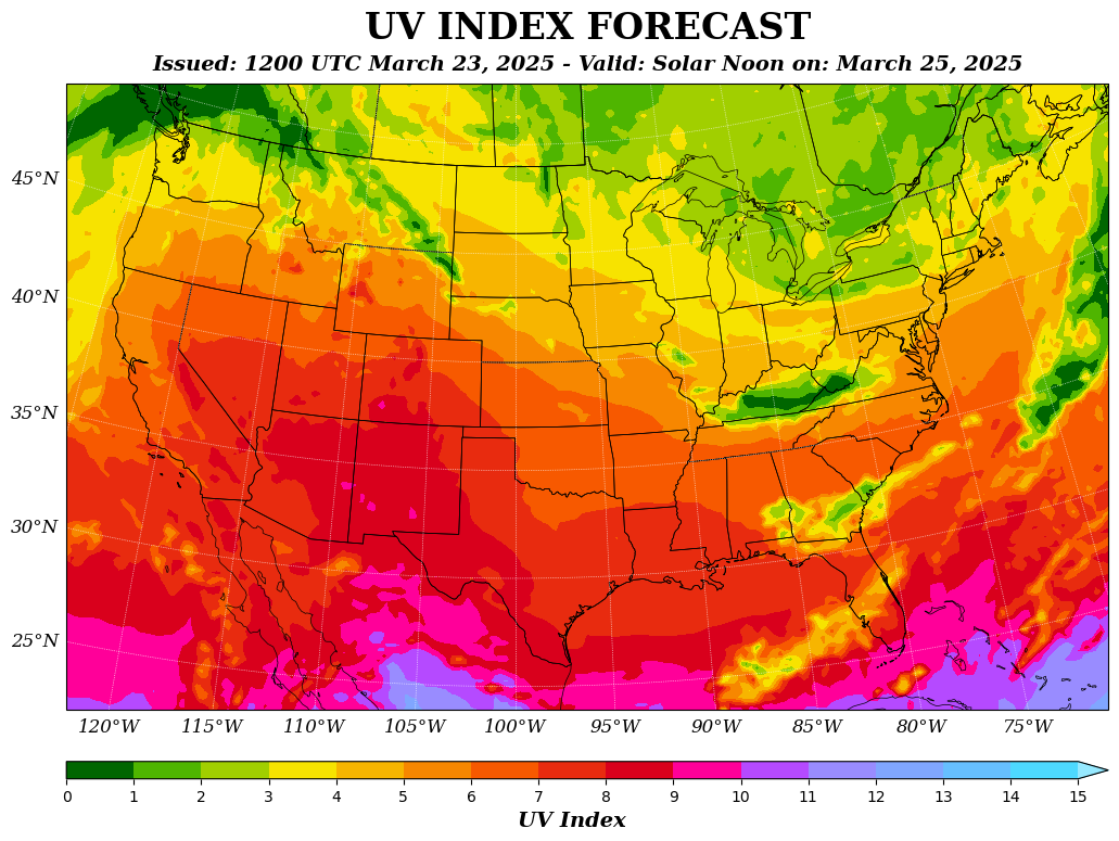 UV Index forecast map