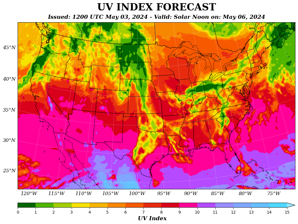 UV Index forecast map