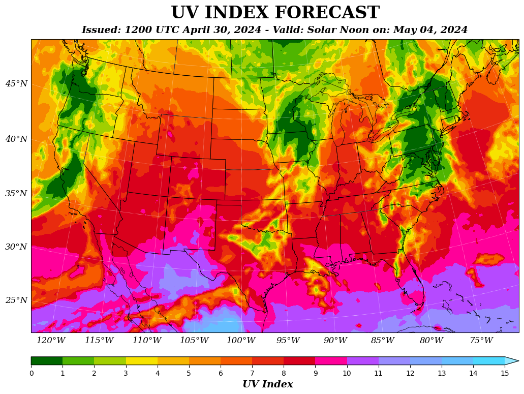 UV Index forecast map