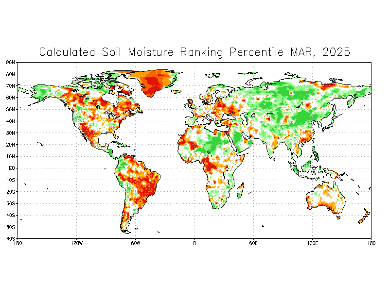 Monthly Calculated Soil Moisture Ranking