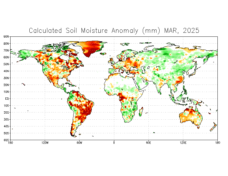 Monthly Calculated Soil Moisture Anomaly