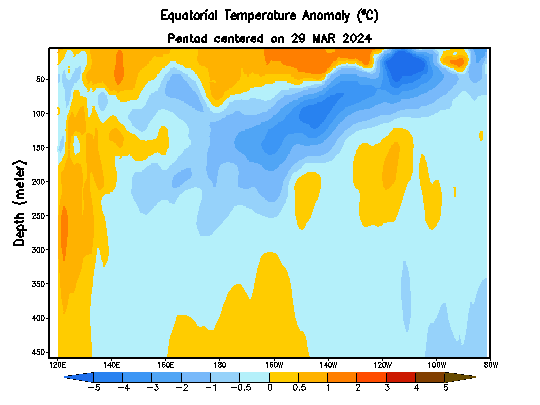 Equatorial Pacific Temperature Depth Anomaly Animation