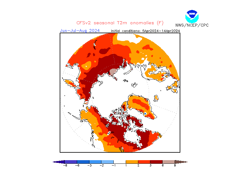 2 m temperature anomalies in Arctic. 3-Months +2. Ensemble 1.