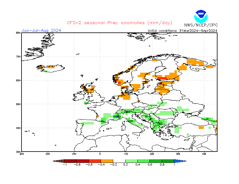 Precipitation anomalies in Europe. 3-Months +2. Ensemble 1.