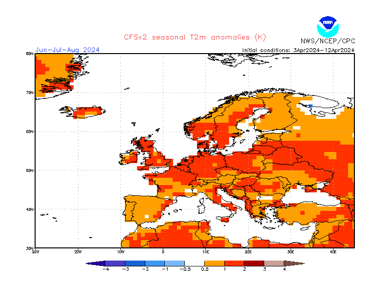 2 m temperature anomalies in Europe. 3-Months +2. Ensemble 1.