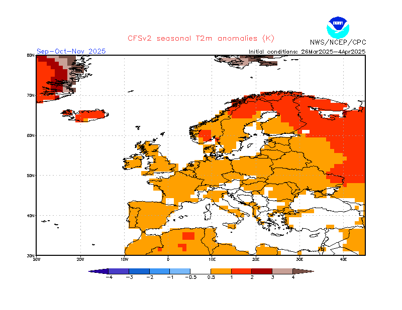 Stagionali NOAA temperature +3 trimestre