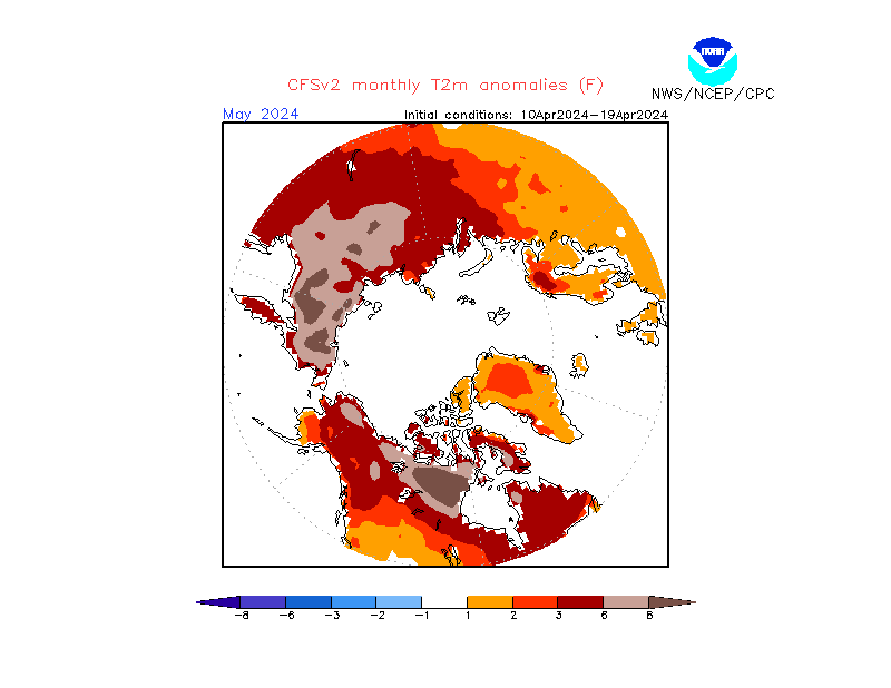2 m temperature anomalies in Arctic. Month +1. Ensemble 2.