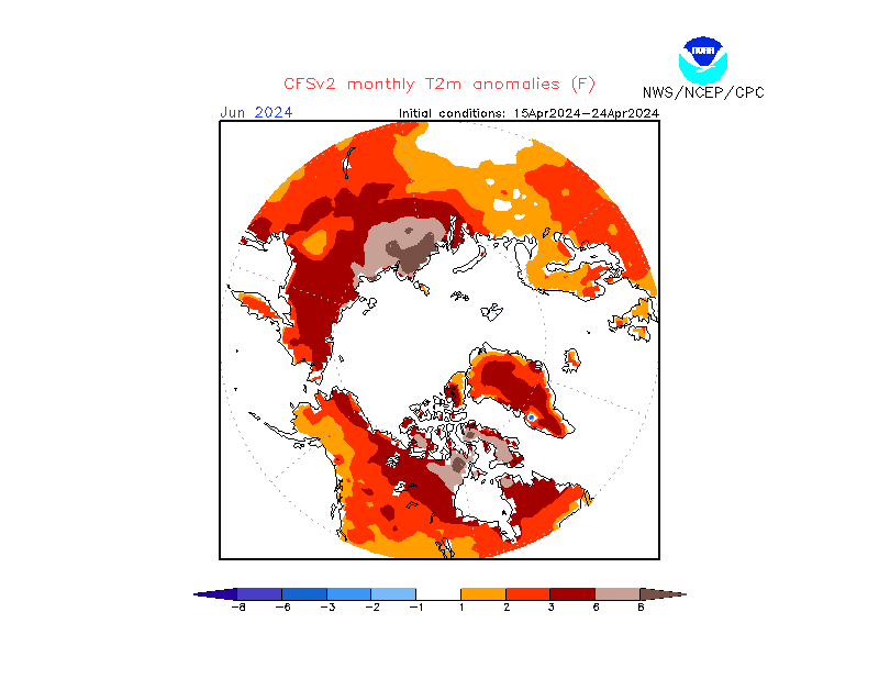 2 m temperature anomalies in Arctic. Month +2. Ensemble 2.