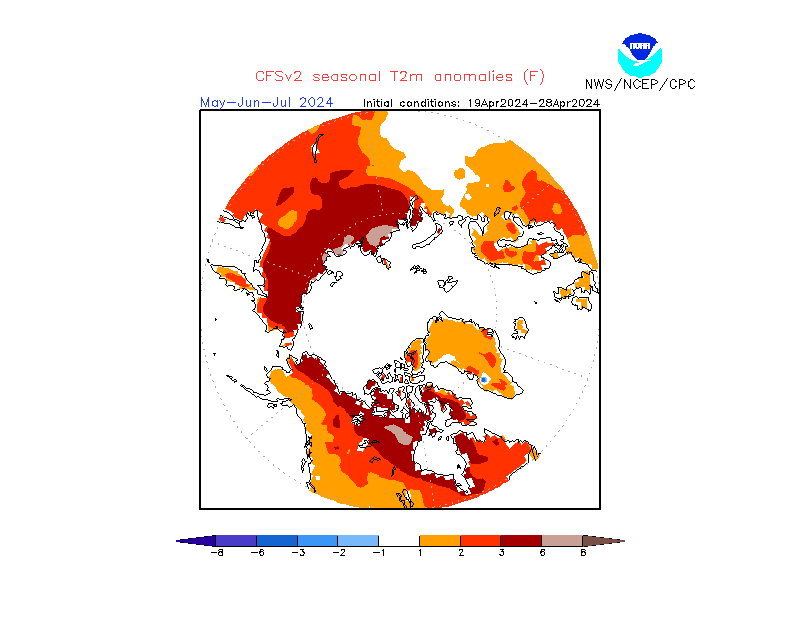 2 m temperature anomalies in Arctic. 3-Months +1. Ensemble 2.