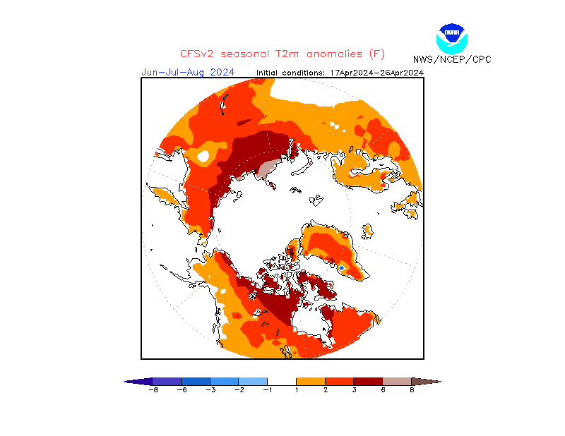 2 m temperature anomalies in Arctic. 3-Months +2. Ensemble 2.