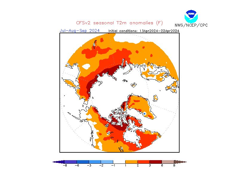 2 m temperature anomalies in Arctic. 3-Months +3. Ensemble 2.