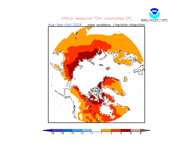 2 m temperature anomalies in Arctic. 3-Months +4. Ensemble 2.