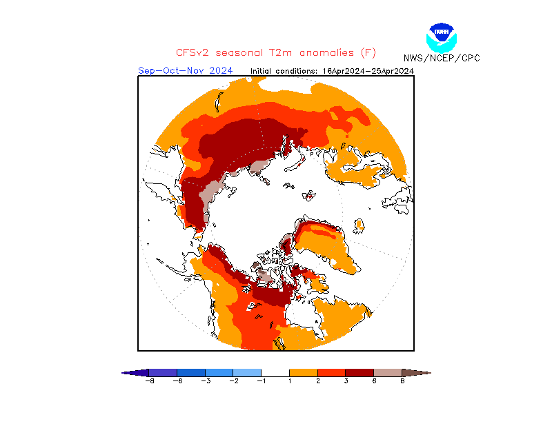 2 m temperature anomalies in Arctic. 3-Months +5. Ensemble 2.