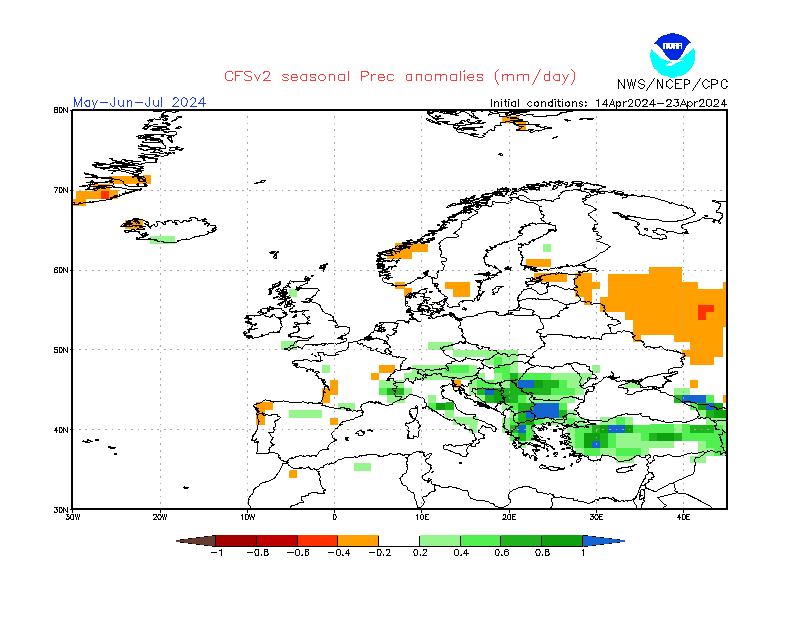 Precipitation anomalies in Europe. 3-Months +1. Ensemble 2.