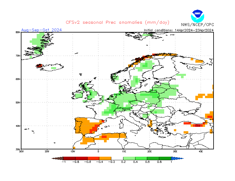 Precipitation anomalies in Europe. 3-Months +4. Ensemble 2.