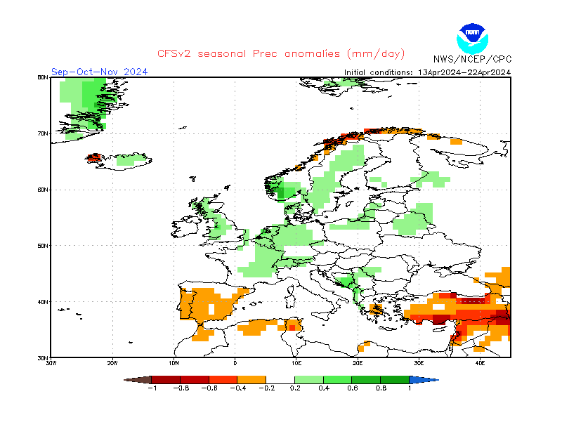 Precipitation anomalies in Europe. 3-Months +5. Ensemble 2.