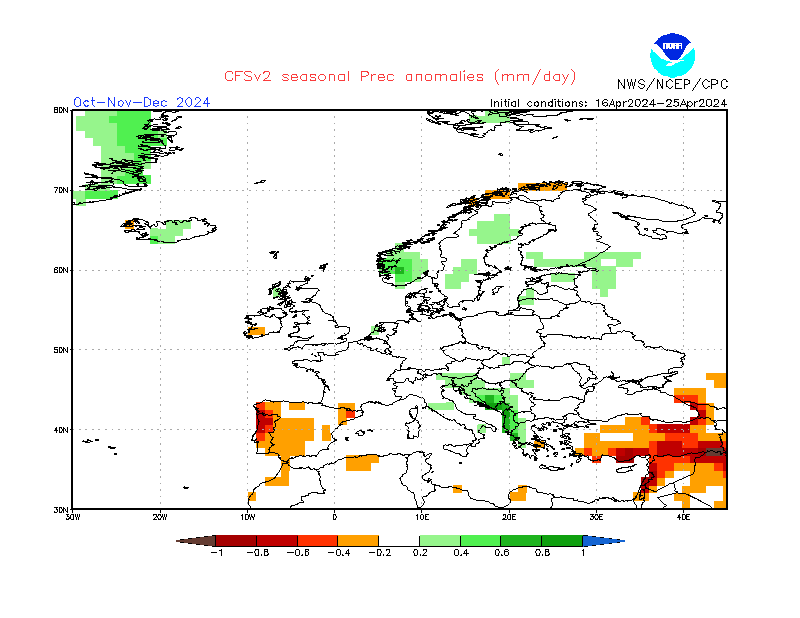 Precipitation anomalies in Europe. 3-Months +6. Ensemble 2.